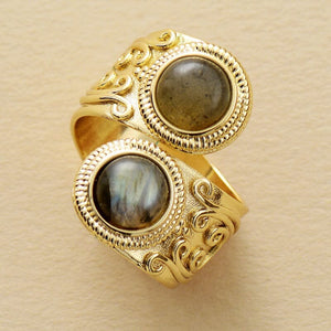 Anillo  Con Doble Piedra Bohemio