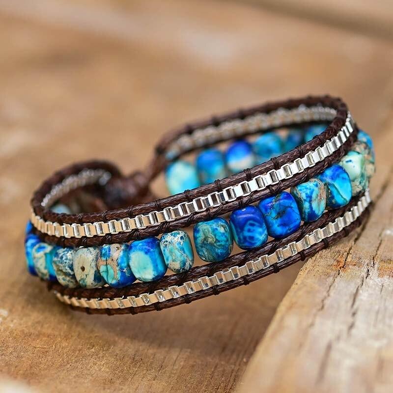 Pulsera De Piedra Natural Horizonte Azul