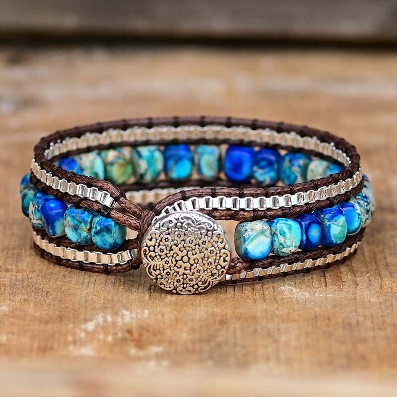 Pulsera De Piedra Natural Horizonte Azul