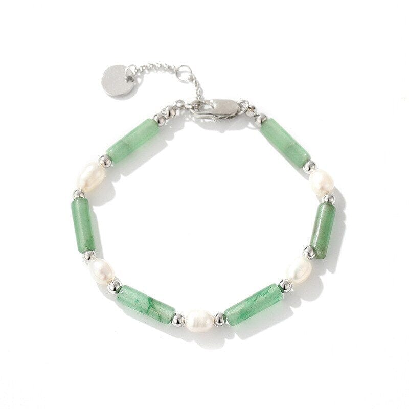 Pulsera ArmonÍa De La Suerte Jade Verde Y Perlas De Agua Dulce