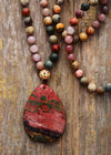 Collar De Cuentas Vintage Hoja De Onyx & Jasper