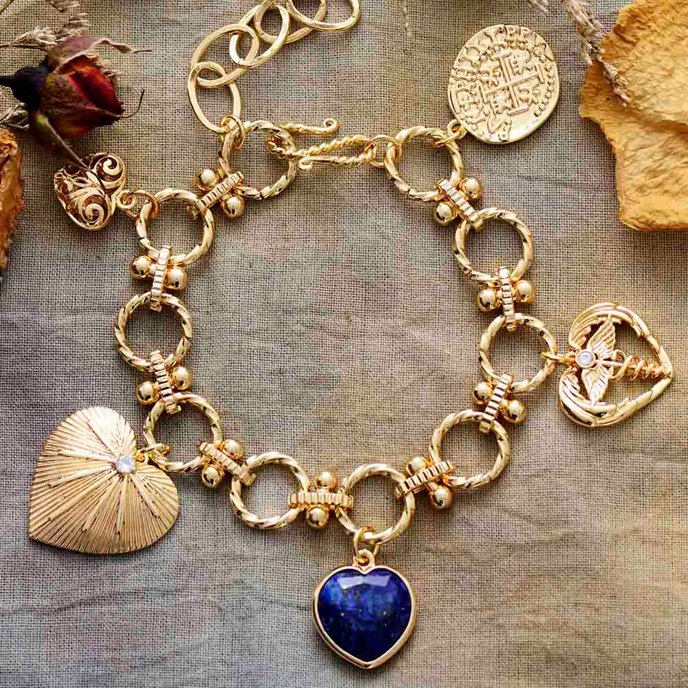 Pulsera De Cadena Dorada De LapislÁzuli Amor E IntuiciÓn