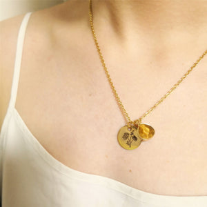 Collar De Regalo De Piedra De Nacimiento Floral