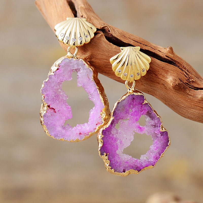 Encantadores Pendientes De Piedra Druzy De Sirena