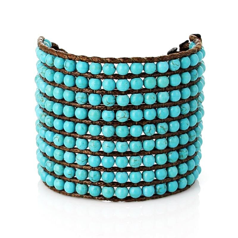 Pulsera Envolvente De Cuentas De Turquesa Opulencia Azul