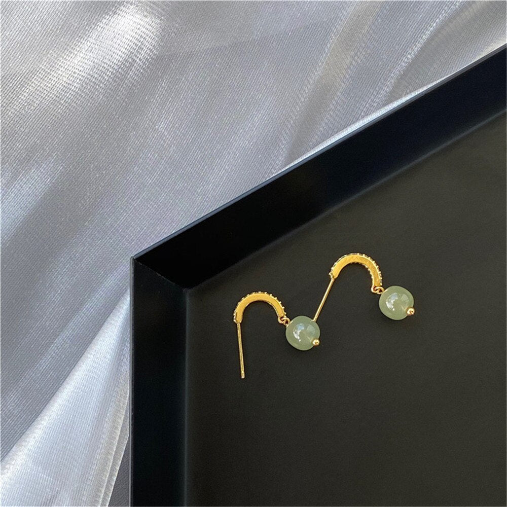 Pendientes ClÁsicos De Jade De Plata De Hetiano