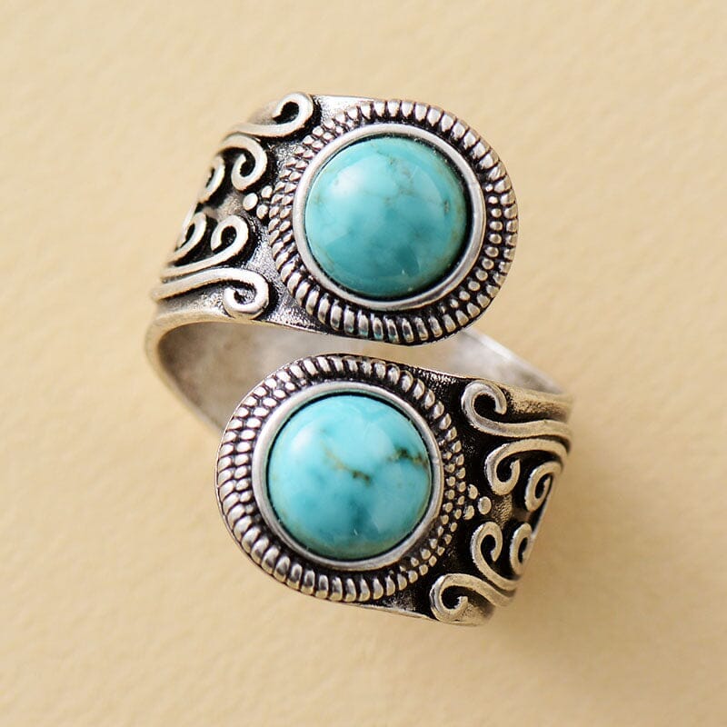 Anillo  Con Doble Piedra Bohemio