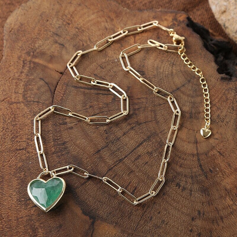 Collar CorazÓn De Piedra Natural ImÁn De Amor