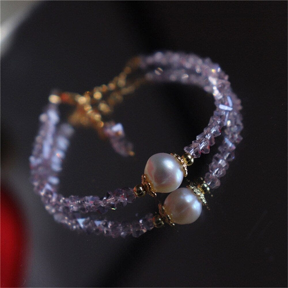 Pulsera Amatista Y Perla Dulce Serenidad