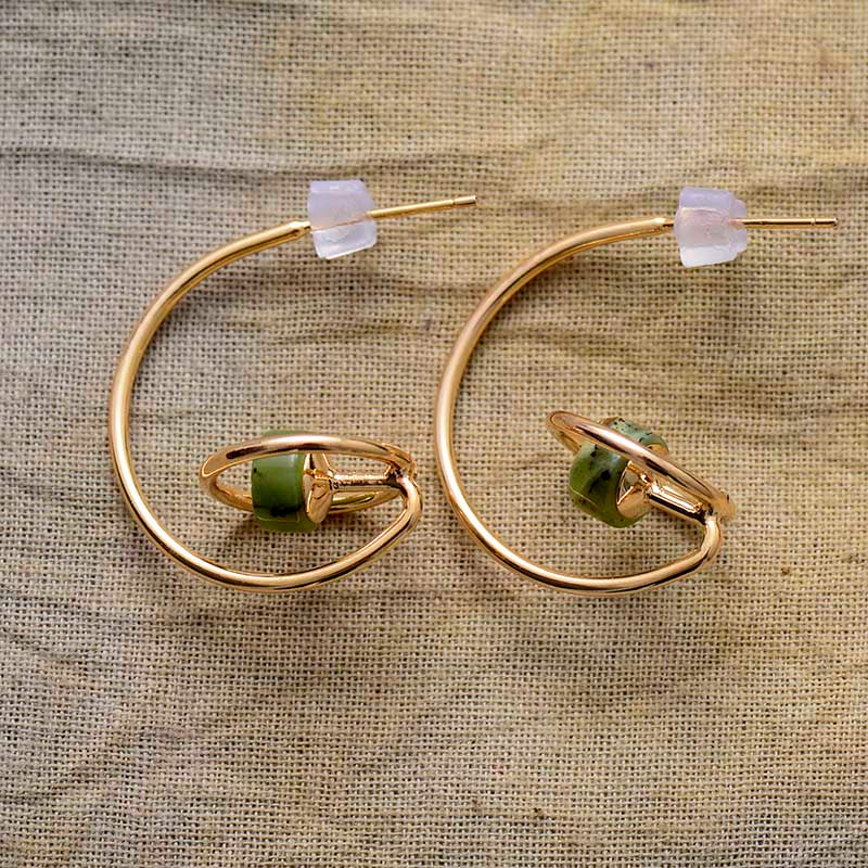 Pendientes Jade Glamour Generoso Y De Aros De Lapislázuli