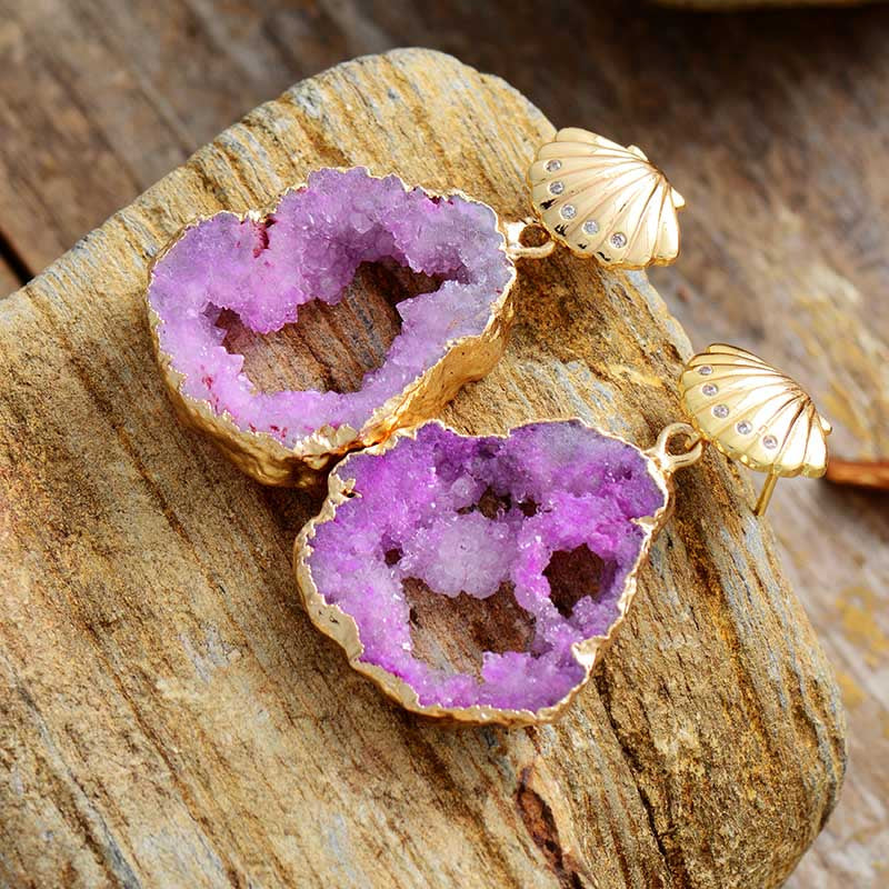 Encantadores Pendientes De Piedra Druzy De Sirena