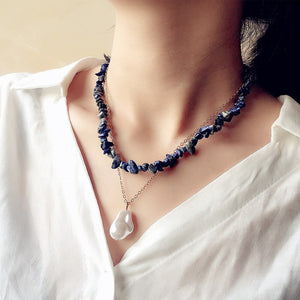 Collar Doble De Lapis, Amatista, Aventurina Y Coral