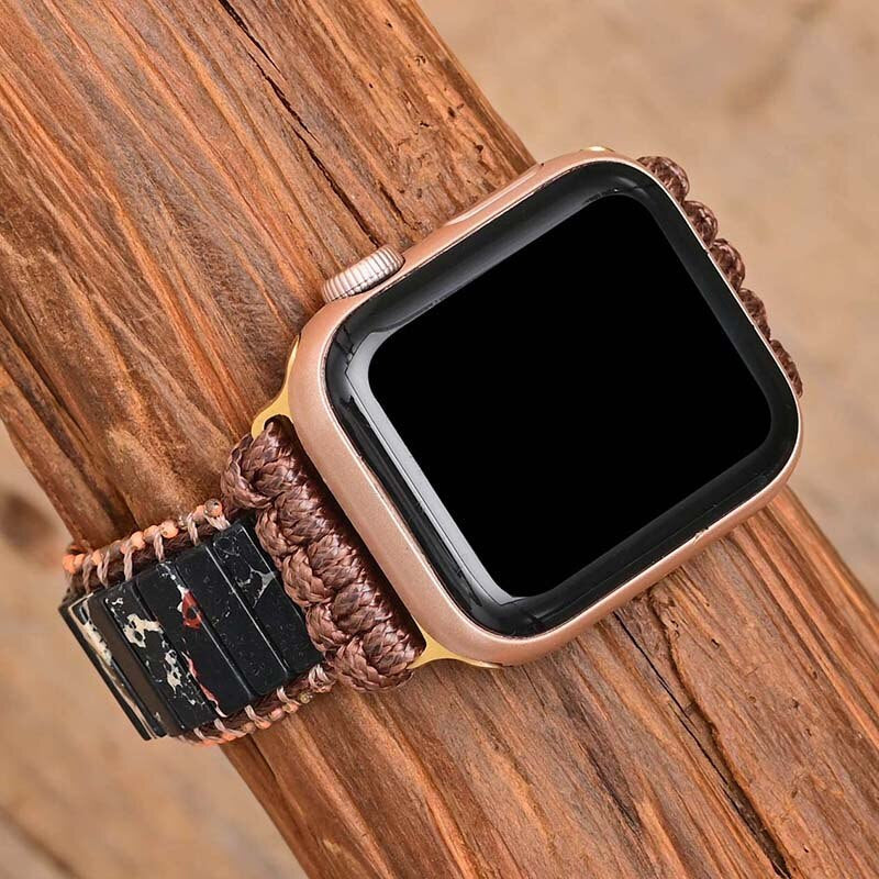 Elegante Correa  Para Apple Watch De Jaspe Imperial De Ébano