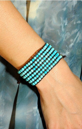 Pulsera Envolvente De Cuentas De Turquesa Opulencia Azul