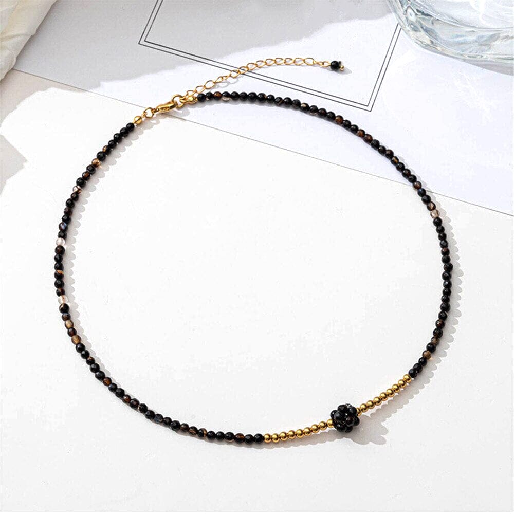 Conjunto De Pulsera Y Collar Con Capa Protectora De Ágata Negra