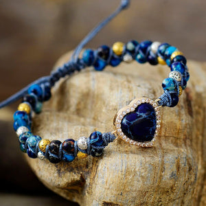 Pulsera De Amistad De Jaspe Rojo, Azul Y Verde