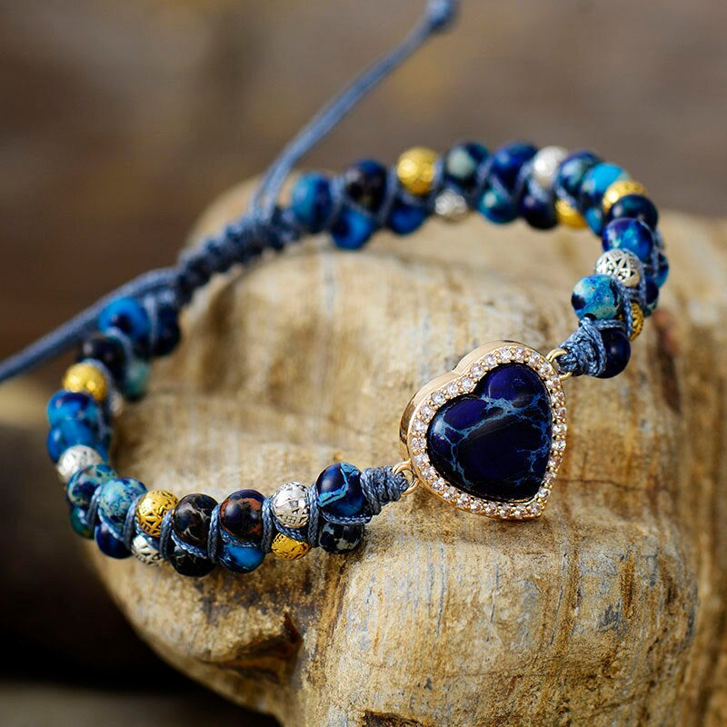 Pulsera De Amistad De Jaspe Rojo, Azul Y Verde