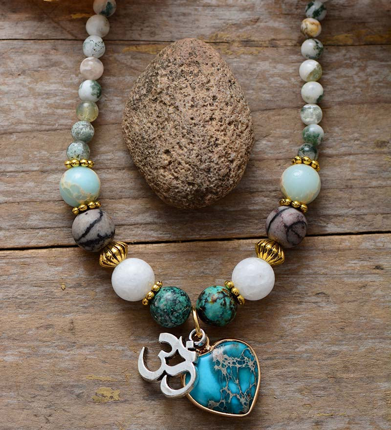 Collar/pulsera Yoga Zen Ágata Y Jaspe Mala