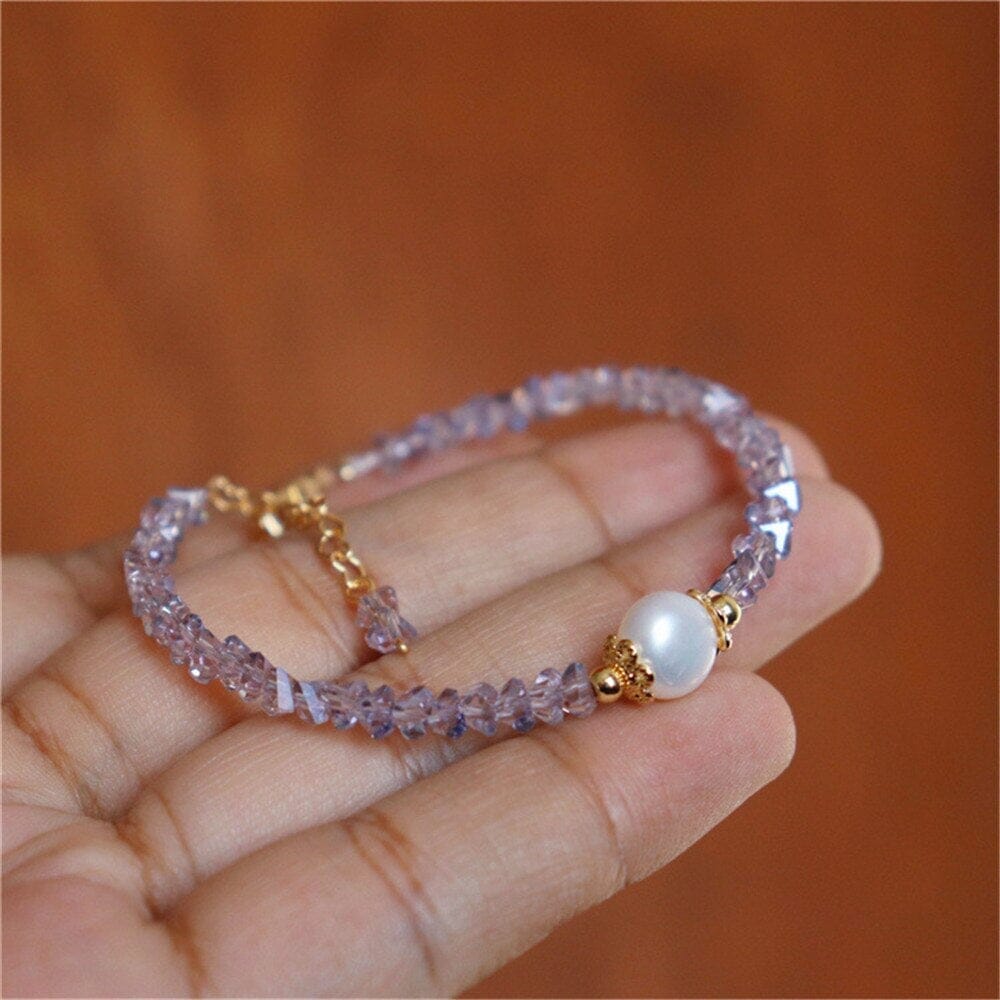 Pulsera Amatista Y Perla Dulce Serenidad