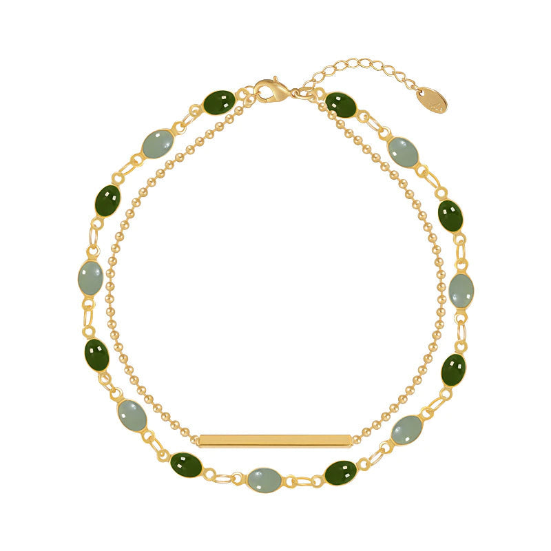 Pulsera Dorada De Epoxi Con Brillo Verde