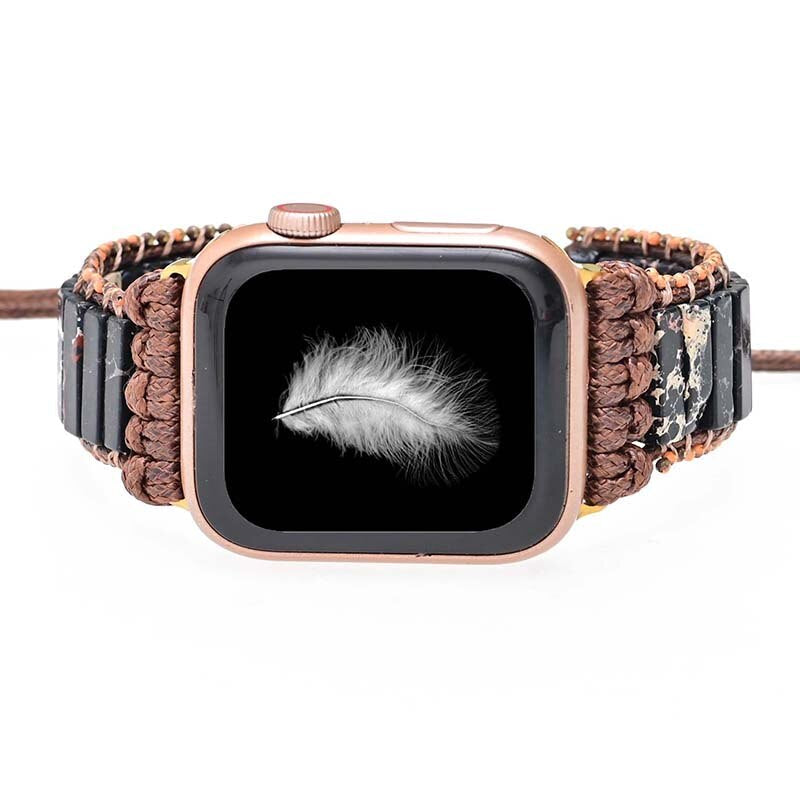 Elegante Correa  Para Apple Watch De Jaspe Imperial De Ébano