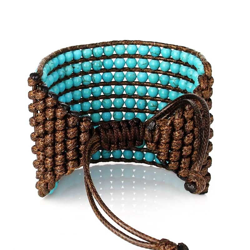 Pulsera Envolvente De Cuentas De Turquesa Opulencia Azul