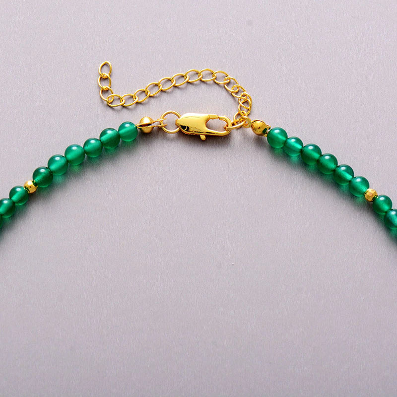 Collar De Cuentas De Ónix De Brillo Verde