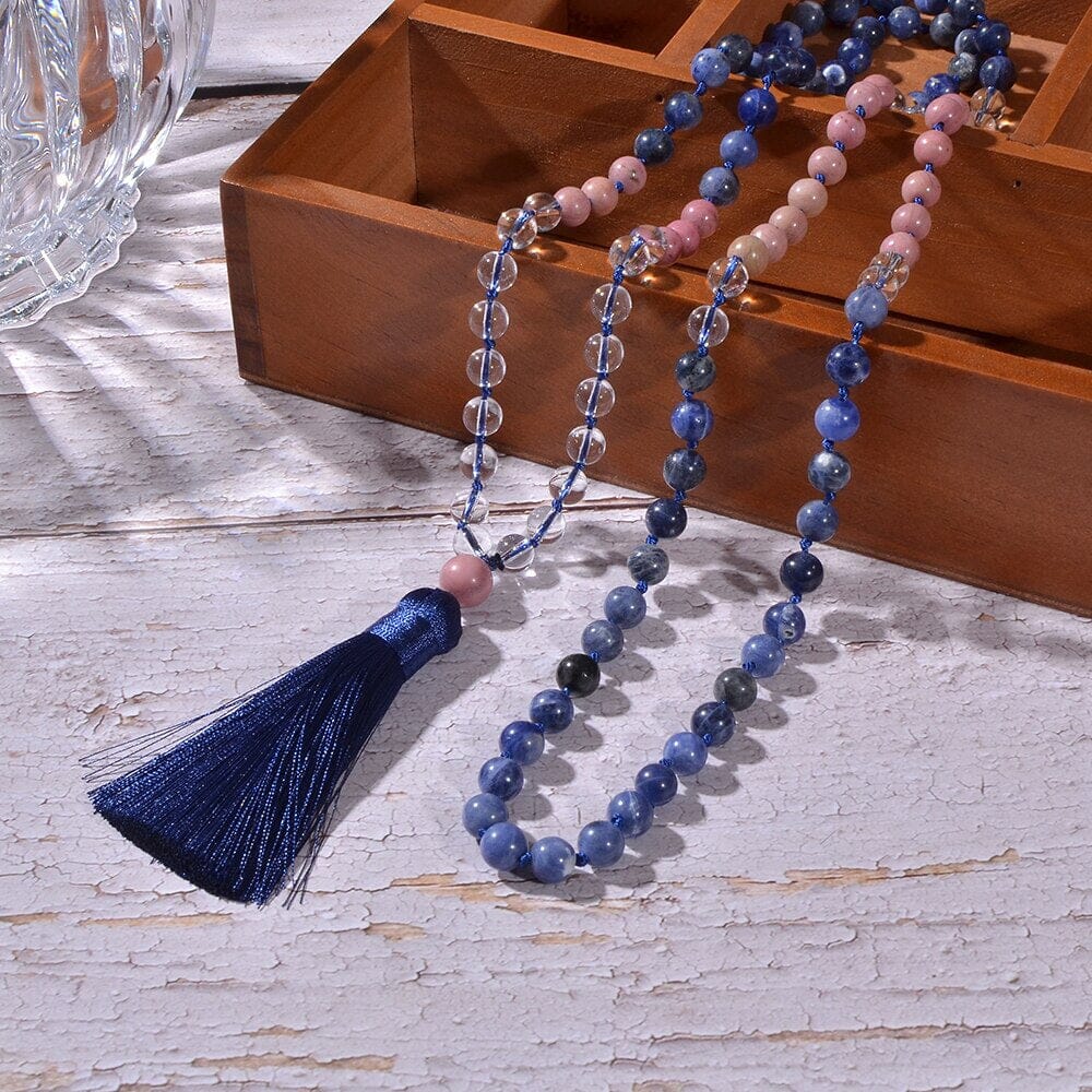 Collar Mala De Piedras Preciosas Naturales Bendiciones Equilibradas