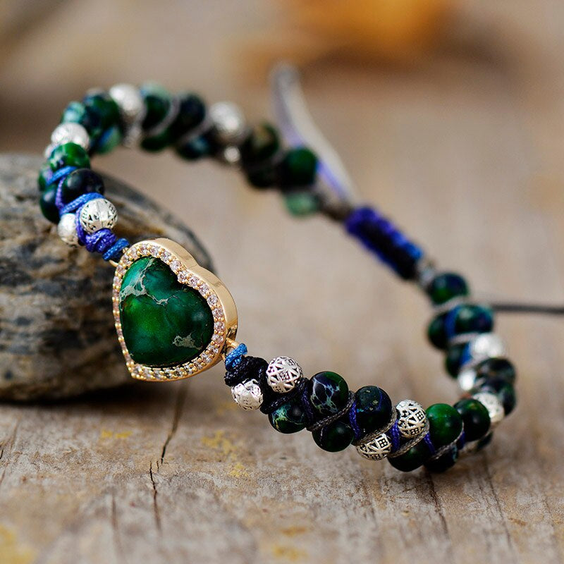 Pulsera De Amistad De Jaspe Rojo, Azul Y Verde