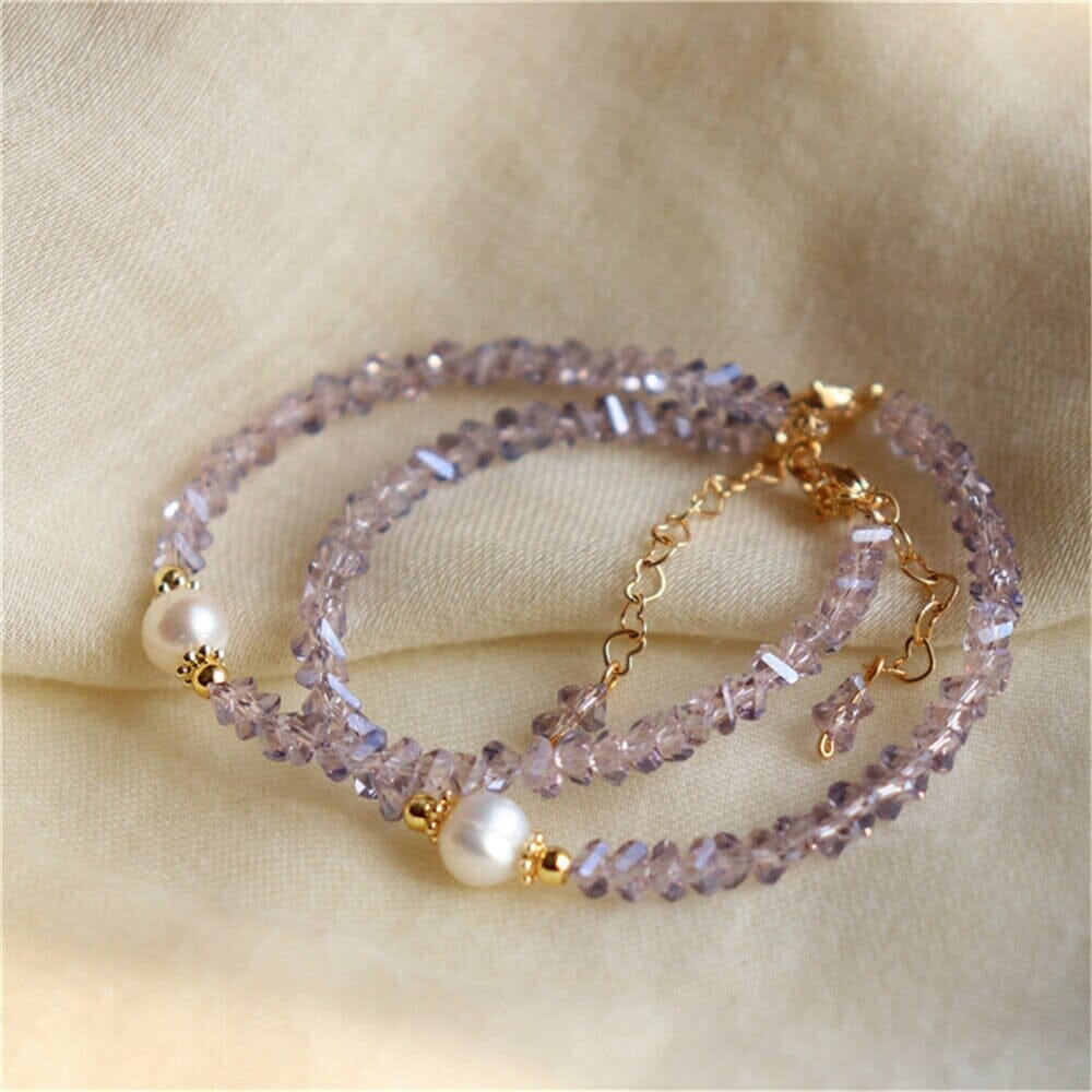 Pulsera Amatista Y Perla Dulce Serenidad