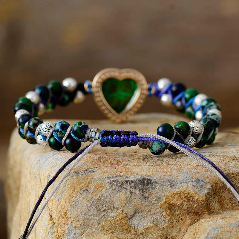 Pulsera De Amistad De Jaspe Rojo, Azul Y Verde