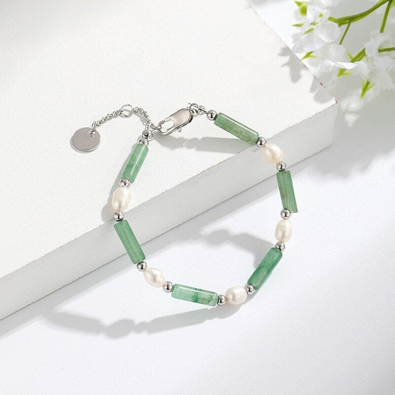 Pulsera ArmonÍa De La Suerte Jade Verde Y Perlas De Agua Dulce