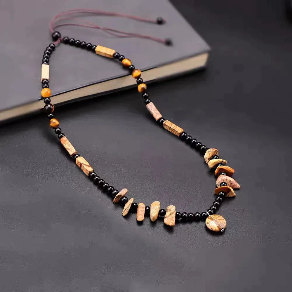 El Enigma: Collar De Ágata Negra Y Ojo De Tigre