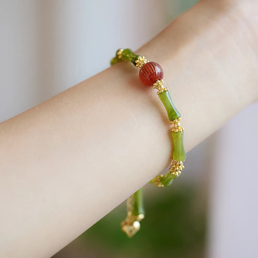 Pulsera de piedras preciosas naturales Bambú Dorado