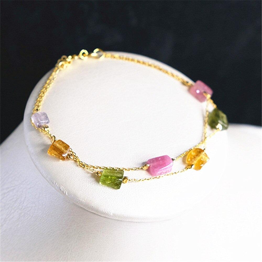 Pulsera Con EnergÍa Graciosa De Turmalina De Oro Y Plata