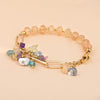 Pulsera  Bendiciones De Oro  De Amatista, Turquesa Blanca  Con Cristal Amarillo, Y Aguamarina