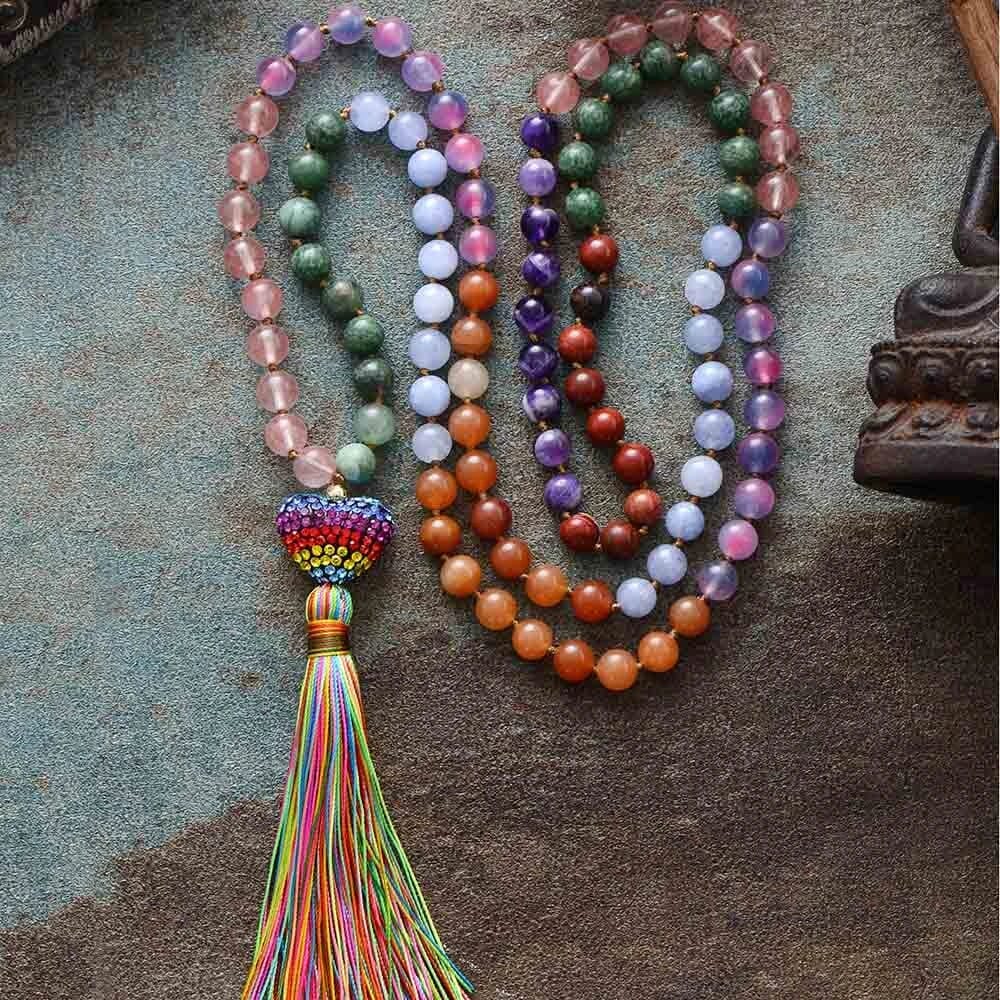 Alma Radiante Collar Mala De Piedras Preciosas Naturales