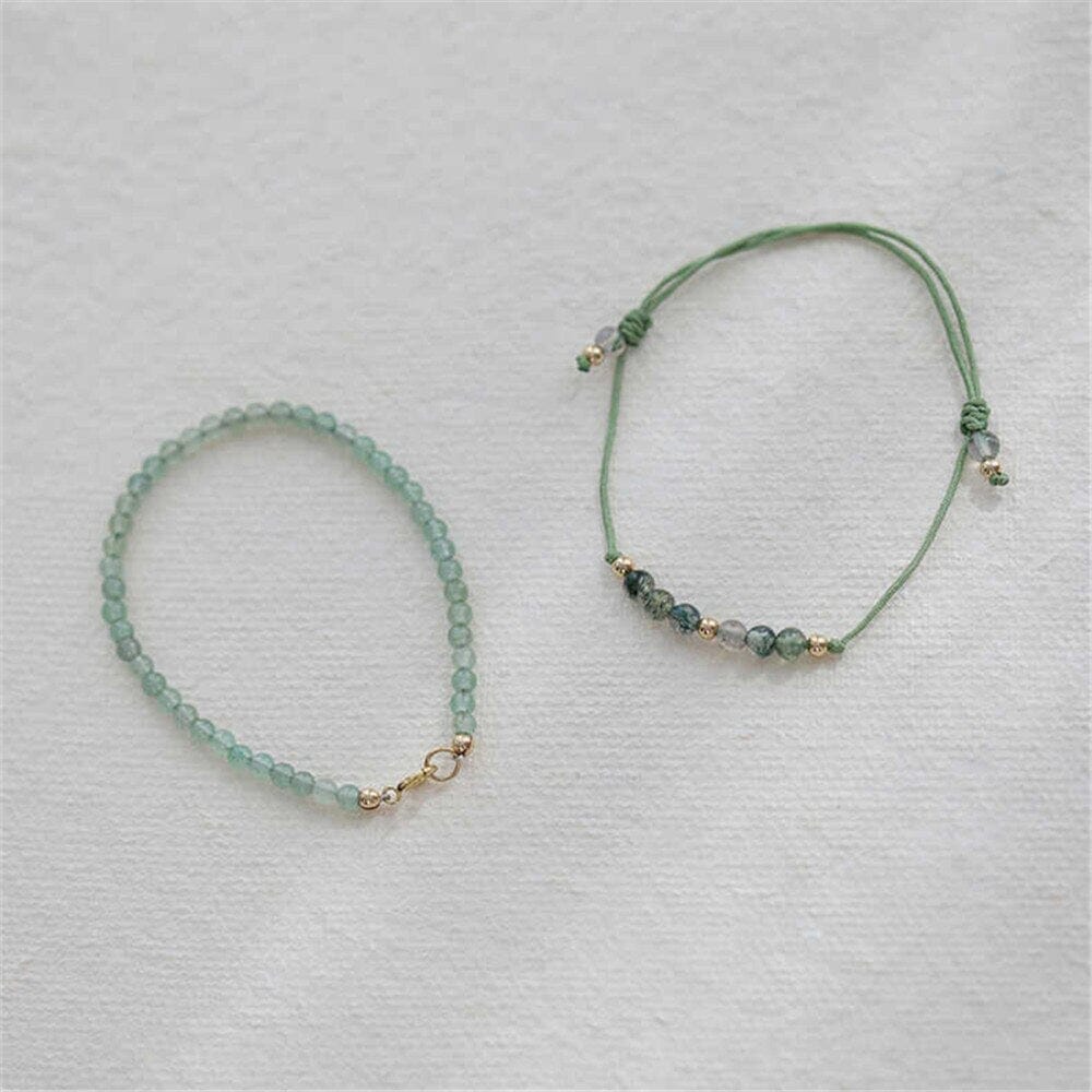 Felicidad De Ágata Verde Y Prehnita Conmovedora Pulsera