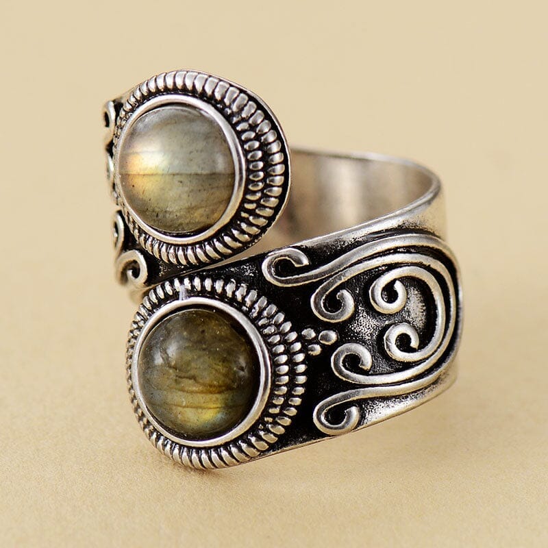 Anillo  Con Doble Piedra Bohemio