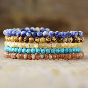 Pulsera En Capas De Piedras Preciosas Naturales Divinidad Sin Esfuerzo