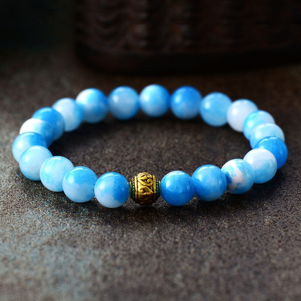 Conjunto De Pulsera Y Collar Mala De Jade Azul