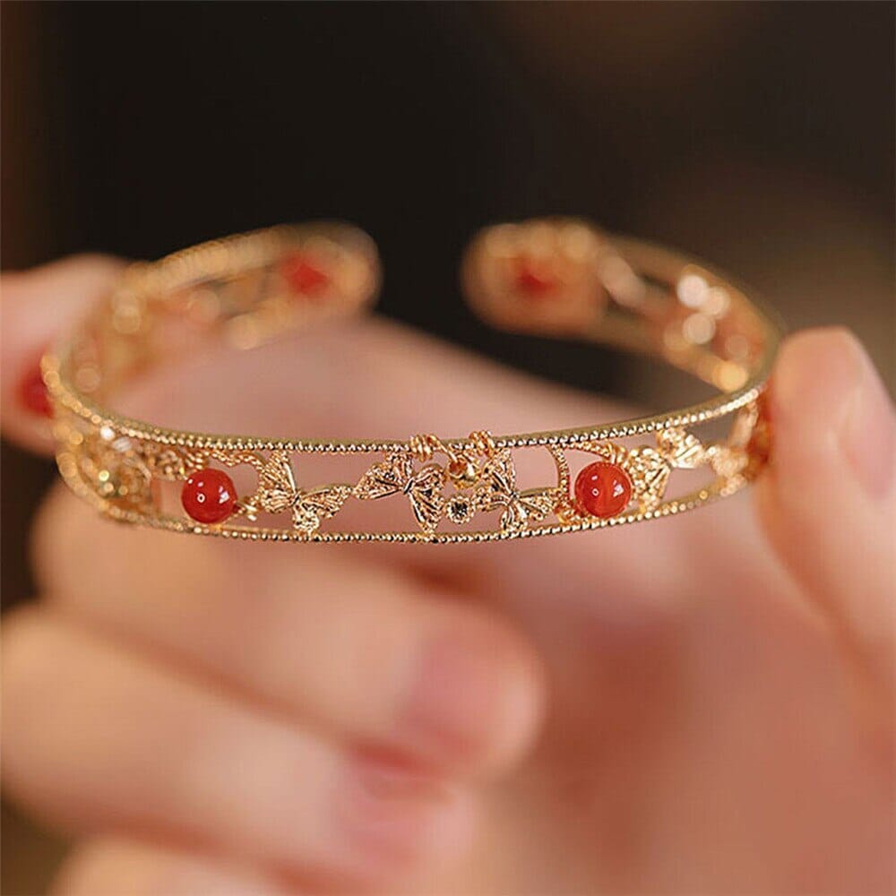 Brazalete Mariposa Ágata Roja Alegre Renacimiento