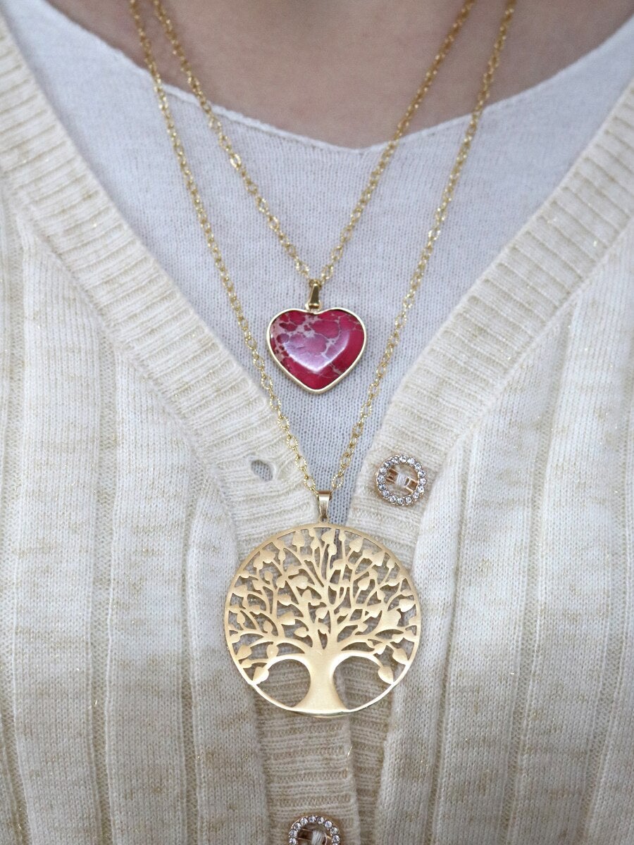 Collar Colgante CorazÓn Y Árbol De La Vida