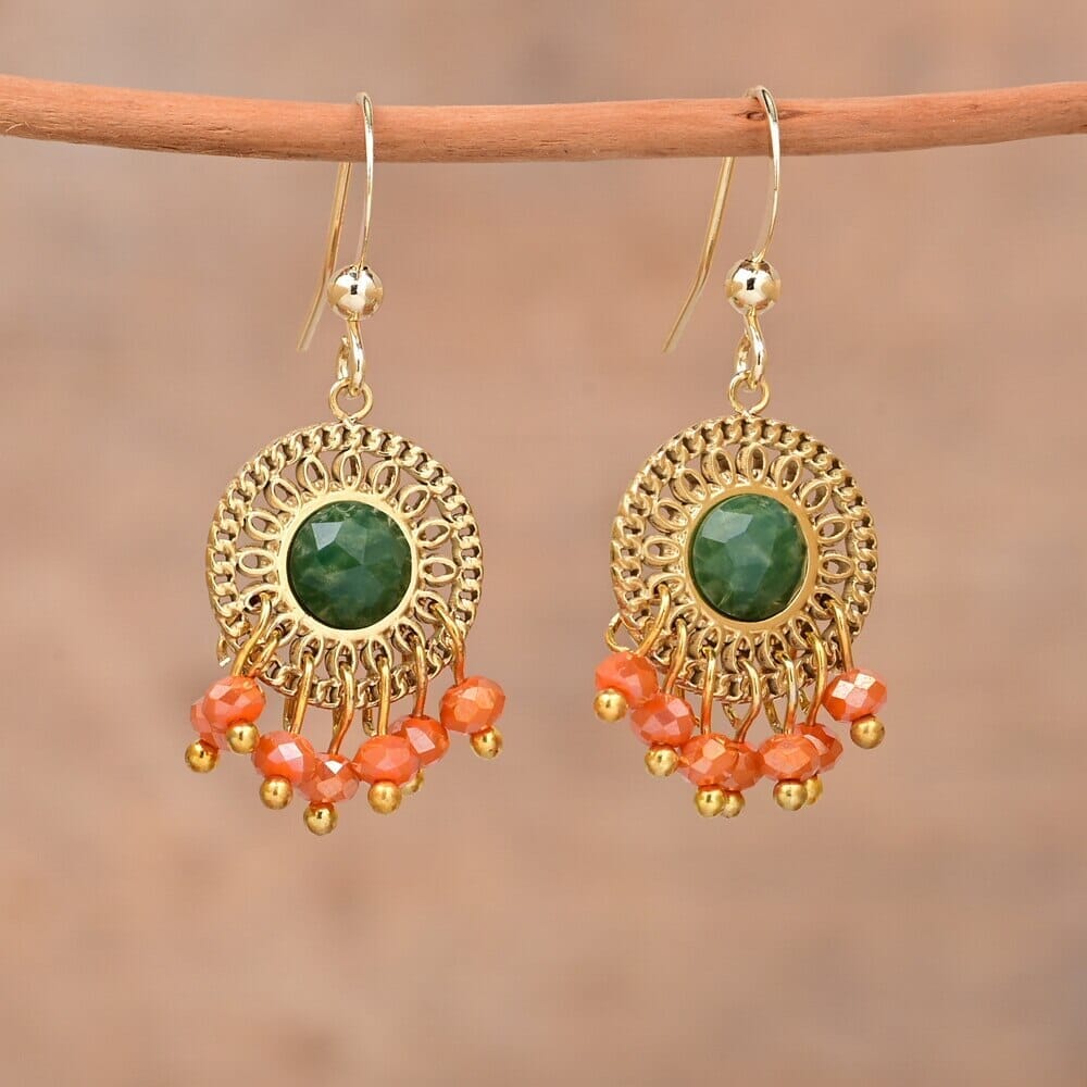 Pendientes Bohemios De Jade Aturdimiento Alegre