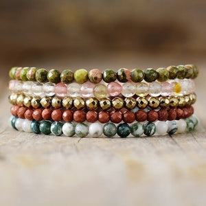 Pulsera En Capas De Piedras Preciosas Naturales Divinidad Sin Esfuerzo