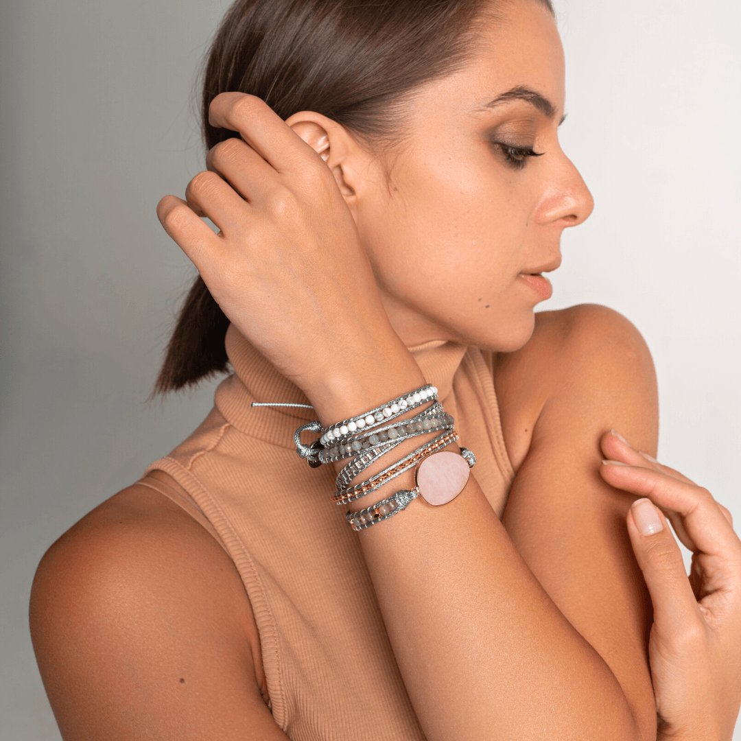 Brazalete Amoroso De Cuarzo Rosa