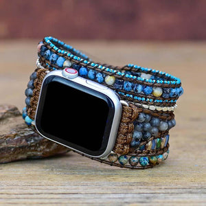 Correa Para Apple Watch Con Gemas Azules Y Grises