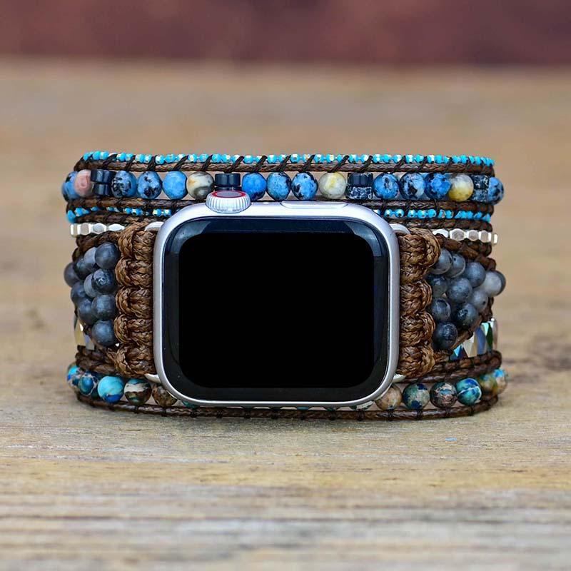 Correa Para Apple Watch Con Gemas Azules Y Grises