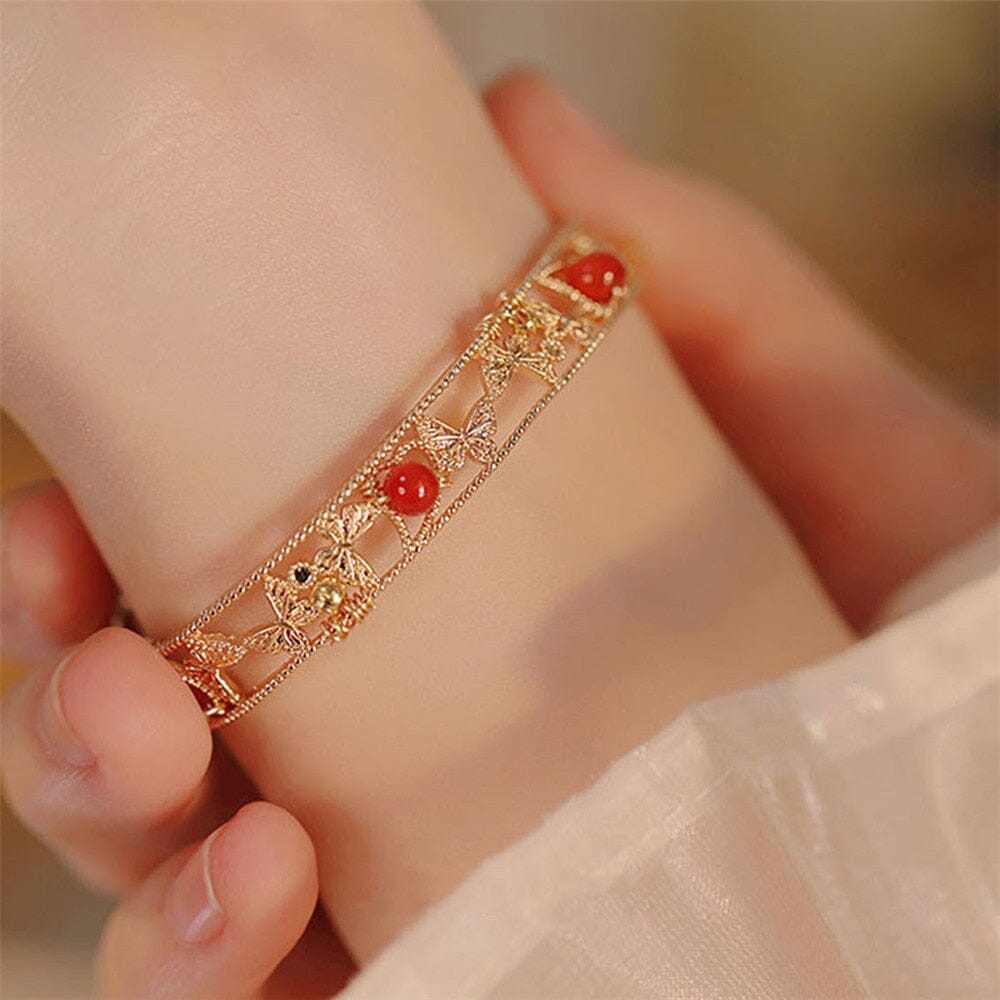 Brazalete Mariposa Ágata Roja Alegre Renacimiento