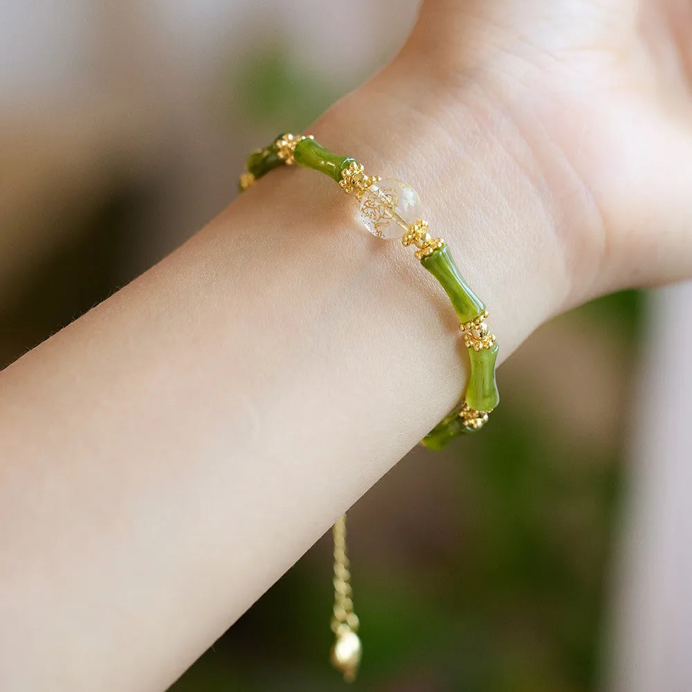 Pulsera de piedras preciosas naturales Bambú Dorado
